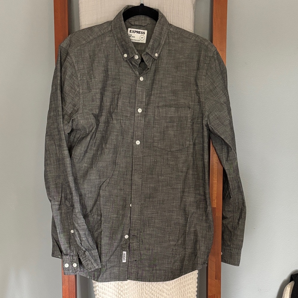 Express Men's Dark Gray Casual Shirt